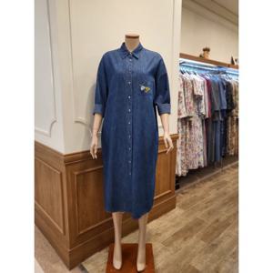 [비꼴리끄] 데님 자수 셔츠 원피스 B242DO2120