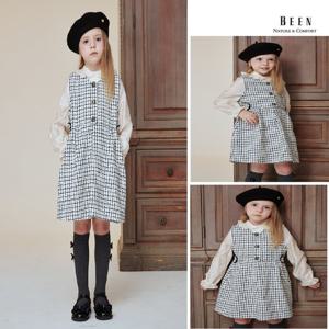 [빈]BA12OP02IV아이보리 트위드 레이어드 원피스