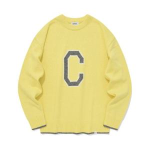 커버낫 COVERNAT 램스울 C 로고 크루넥 니트 옐로우 CO2303KT05YL 343455