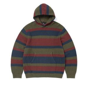 디스이즈네버댓 THISISNEVERTHAT Striped Waffle Knit Hoodie Olive TN243KKNPK05OLV 350252