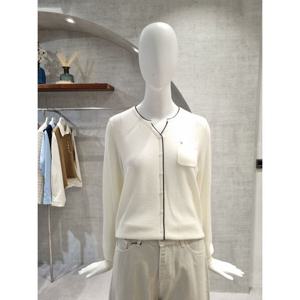 [페이지플린]라운드 트임 골지 버튼 장식 니트 F6ACA001