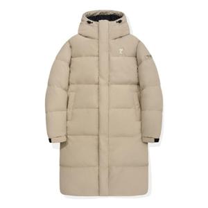 M 와키윌리패딩 CQK MG2404DP02BE 로고 와펜 후드 롱다운 점퍼 베이지