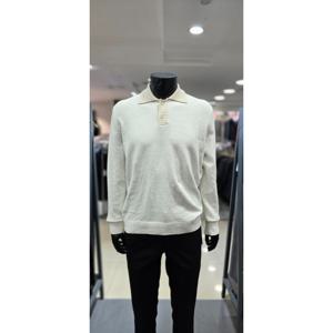 [레노마 옴므]S/S  화이트 면혼방 카라 배색 니트 QAMKT07 _BP