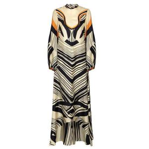 라쿠엘 디니즈 롱 원피스 5L03167 00727 IVORY BLACK TANGERINE