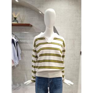 페이지플린  (F6AKN407B) 카라 배색 스트라이프 니트