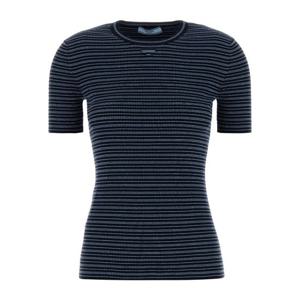 프라다 엠브로이더리 스트레치 코튼 블렌드 반팔 티셔츠 P24B3F