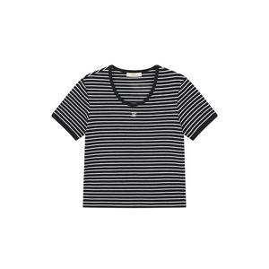 플라스틱아일랜드  스쿱넥 배색립 골지티셔츠 (PS7CH304)