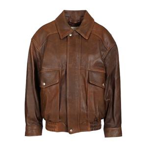 던스트 오버사이즈 빈티지 가죽 재킷 UDJU6A103W2 BRUSHED BROW