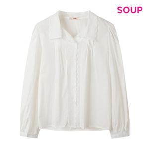 SOUP  레이스 펀칭 카라 핀턱 블라우스 (S62LS22)