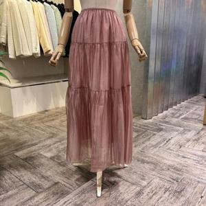 [ab.f.z]AOA2HS32D_이단 셔링 시스루 롱 스커트