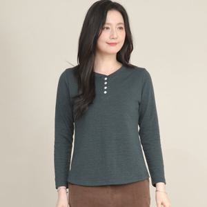 애비뉴투지 엄마옷 헨리넥 단추 슬럽 여성 봄 가을 긴팔 티셔츠 A02630