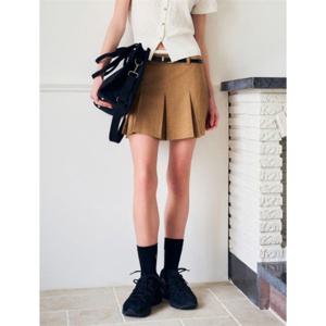 제너럴아이디어 제너럴아이디어 로우라이즈 벨티드 플리츠스커트 [BEIGE] WBD2L13508 382153