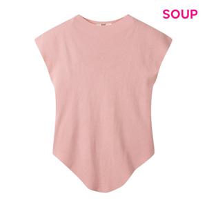 SOUP  언발란스 컷팅 반목 반팔 니트 (S62LK07)