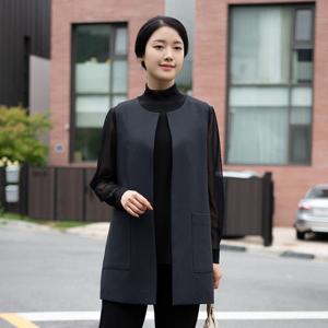 [모슬린]엄마옷 베이직 정장 라운드 조끼 613FGH524 마담/중년여