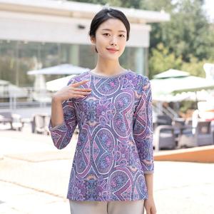 [모슬린]엄마옷 하트 페이즐 7부라운드티셔츠 613FGH387 마담/중