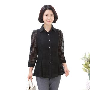 [모슬린]엄마옷 검정 망사 자켓 613FGH356 마담/중년여성/빅사이