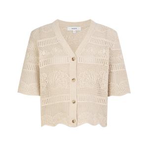 헤지스 여성 26SS 크로쉐 반팔 가디건 베이지 HSSW6B406I2