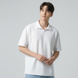 [리얼슬로우]오픈 카라 반팔 티셔츠 RSTS3023