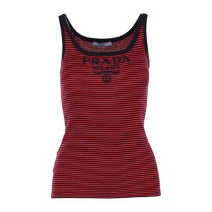 프라다 로고 레터링 인타르시아 리브 실크 탱크 탑 P29A1OSWMO