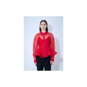 26 SS 가니 여성 텍스처드 오간자 페플럼 셔츠 gan0263020col