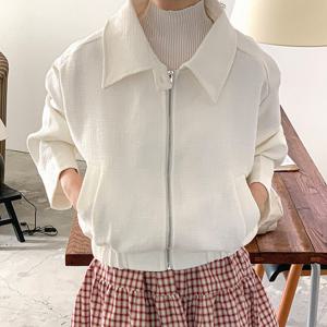 [올리비에스클로젯]세미크롭 카라 집업 자켓_O2603JK009A