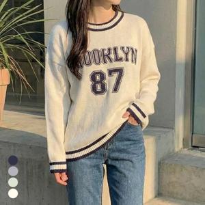 [올리비에스클로젯] 브루클린 87 레터링 배색 니트_O2603KN020A