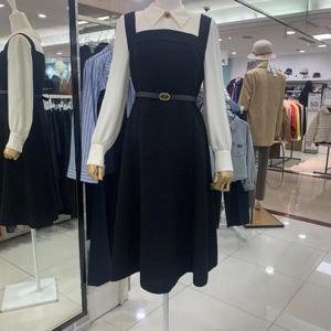 미센스 DP01 소매배색 A라인 원피스 MB59POM182ABK6