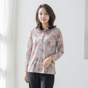 엄마옷 마담4060 플라워나염카라티셔츠 중년여성 데일리 -ZTE2603001-