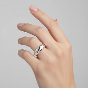 판도라 193886C00 리플드 와이드 밴드 실버 반지