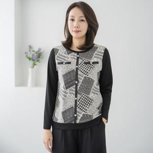 엄마옷 마담4060 패턴믹스티셔츠 중년여성 데일리 -ZTE2603006-