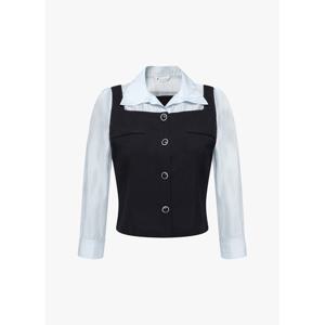 [잇미샤][잇미샤] 뷔스티에 레이어드 셔츠 블라우스(ITQ4YBL660)