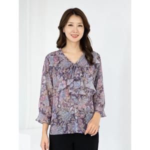 [모슬린]엄마옷 쉬폰 플라워 리본 블라우스 613FGH640 마담/중년