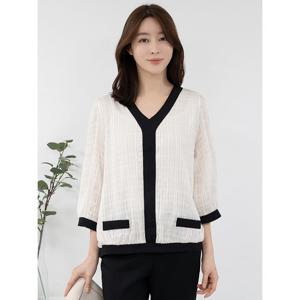 [모슬린]엄마옷 브이넥 7부 블라우스 613FGH423 마담/중년여성/