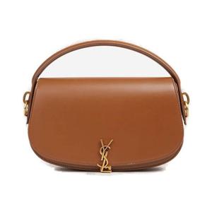 26 SS 생로랑 로고 플라크 폴드오버 탑 토트백 브라운 8373820SW0W