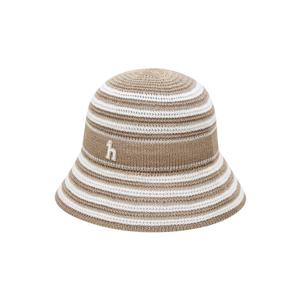 헤지스 골프 여성 26SS 베이지 여성 스트라이프 크로쉐 버킷햇 HWHE6E202I4