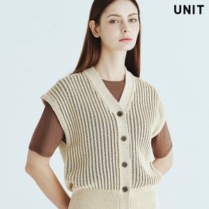 [유닛] 라이트베이지 토스카나 니트 베스트 UFLKVE262N-12