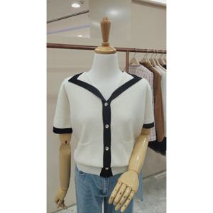 [케네스레이디]배색반팔 카라 가디건 EVKCDQD980_CA