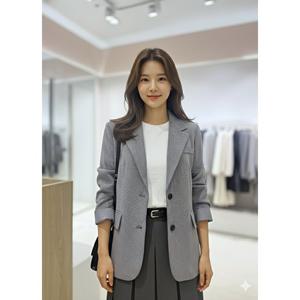 [숲]잔체크 투버튼 긴팔자켓  SC3JK3AW