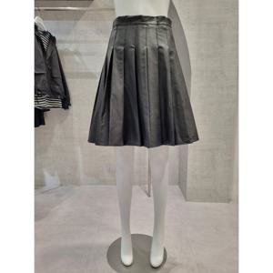 페이지플린  (F5CSK012B) 옆 지퍼 레더 플리츠 미니 스커트