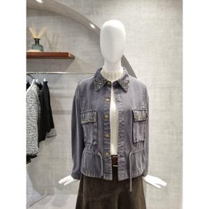 페이지플린  (F5CJK509) 카라넥 비쥬 장식 데님 자켓