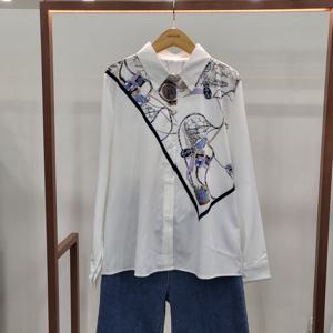 [무자크]사선나염배색실키블라우스MQ2WBL45_GN