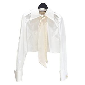 (명품) 구찌 포플린 타이 크롭 셔츠 21226383