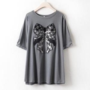 [강물처럼]아이우먼 리본스팽글A티 MN2241M404 빅사이즈 (143617