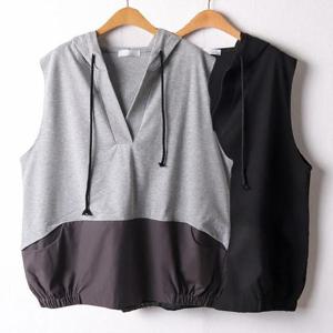 [강물처럼]위쉬몰 IR V넥오픈배색후드조끼(I435H403) 빅사이즈 (