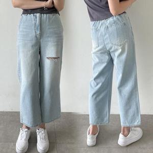 [강물처럼]빅사이즈사랑해요 Q812L403 데미지칼트임워싱팬츠 CA