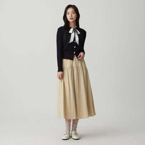 플라스틱아일랜드  (PS7WS361) BEIGE 반밴딩 요크 롱 스커트