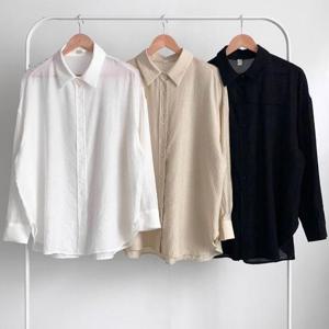 [강물처럼]빅사이즈카라셔츠 U487L507 퓨즈라이트투버튼셔츠 SM