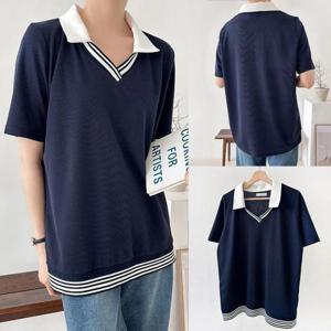 [강물처럼]위쉬몰 BS 핑퐁줄무늬카라반팔티(U309H507) 빅사이즈