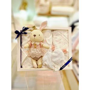 [압소바 의류] 꽃토끼뱀부우주복 속싸개 슈트 손싸개 인형 5종세트 (A1110613N)