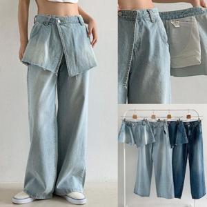 [강물처럼]위쉬몰 LO 데님랩스커트팬츠194(V026H507) 빅사이즈 (